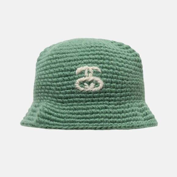 Stussy Crochet Knit SS Link Bucket Hat in Spruce - Picture 1 of 3